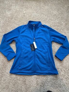 Devon & Jones Newbury Colorblock Mélange Fleece Zip Jacket Blue NWT Women’s XL